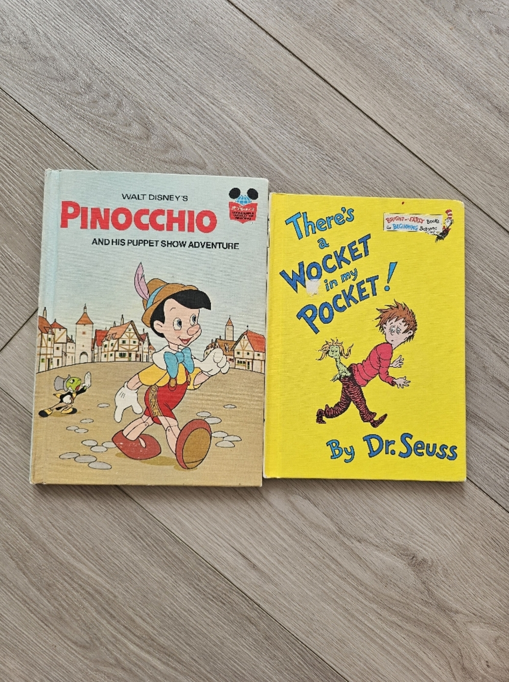 Vintage 70s Picture Books - Theres A Wocket In My Pocket & Pinnochio Hardcover